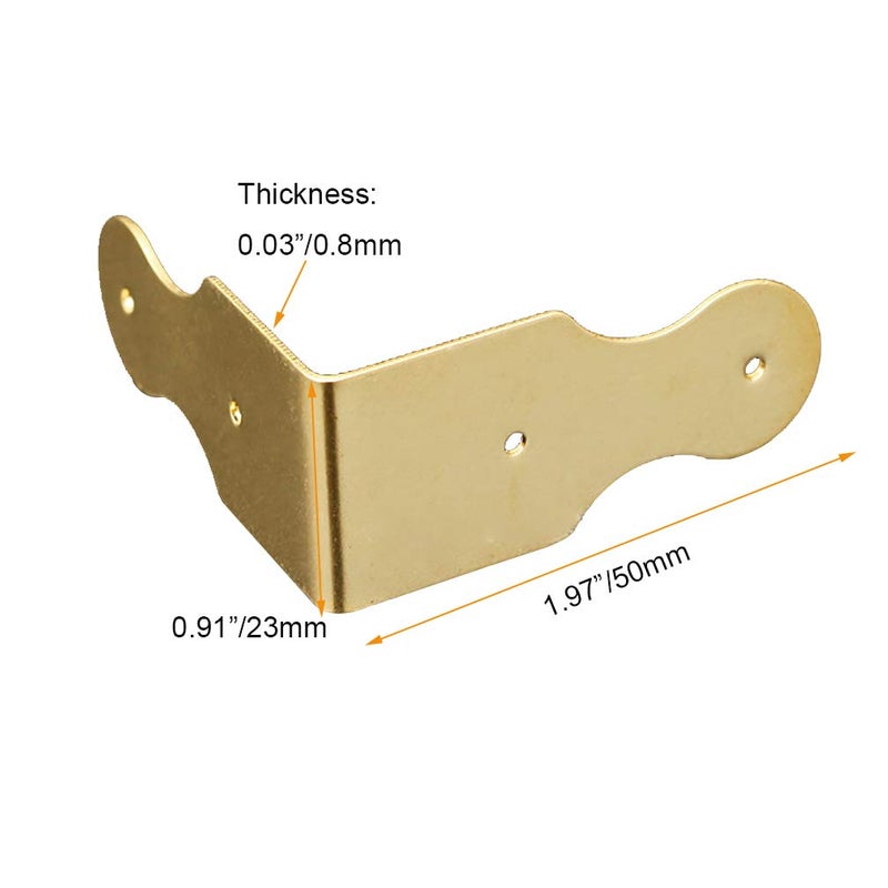 Tiazza 8Pcs Pure Brass Box Corner Protector Corner Braces Hardware Desk Edge Right Angle Guards Wood Jewelry Box Photo Frame Accessories (Gold) - Image 5